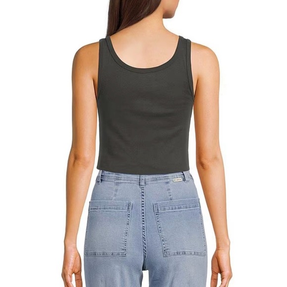 Billabong Beach Path Cropped Tank Top, Off-Black, raw edged bottom, Sz XL, NWT - Picture 2 of 12